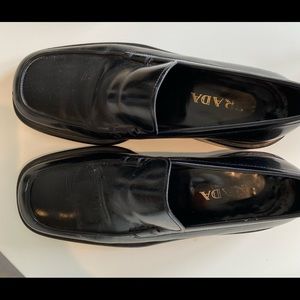 mens black leather PRADA loafers
